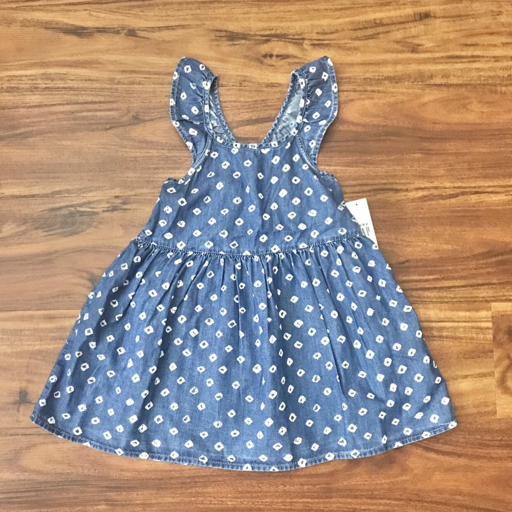 NWT Girls Gap Denim Patterned Dress
